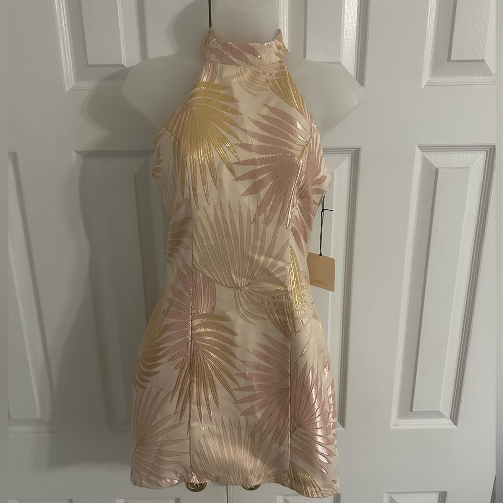 Superdown Rene Mock Neck Leaf Print Dress